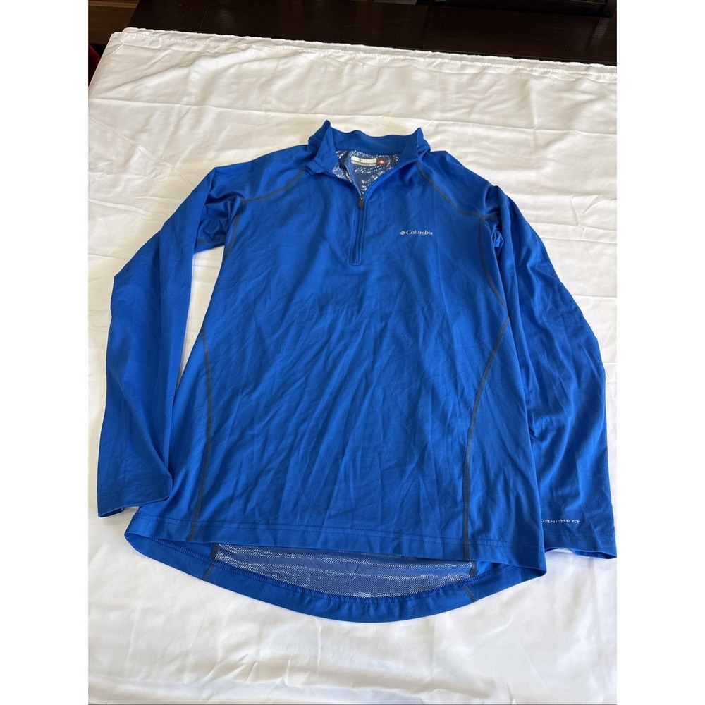 Columbia Heavyweight 1/4 Zip Blue Pullover Men's Size XL Omni Heat Epais EUC